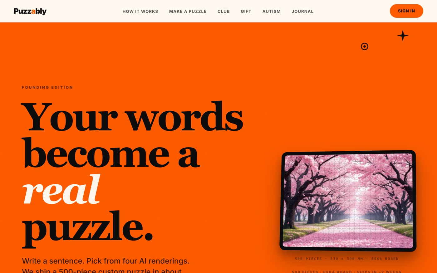 Puzzably homepage preview